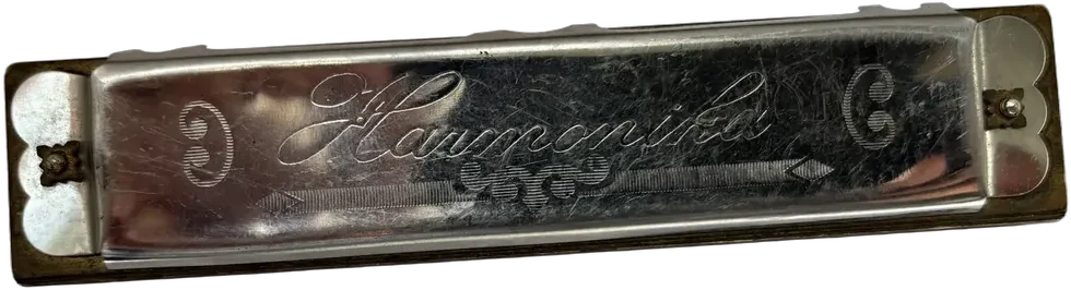 Antigua Armónica Alemana Harmonika C Plateado — imagen 1