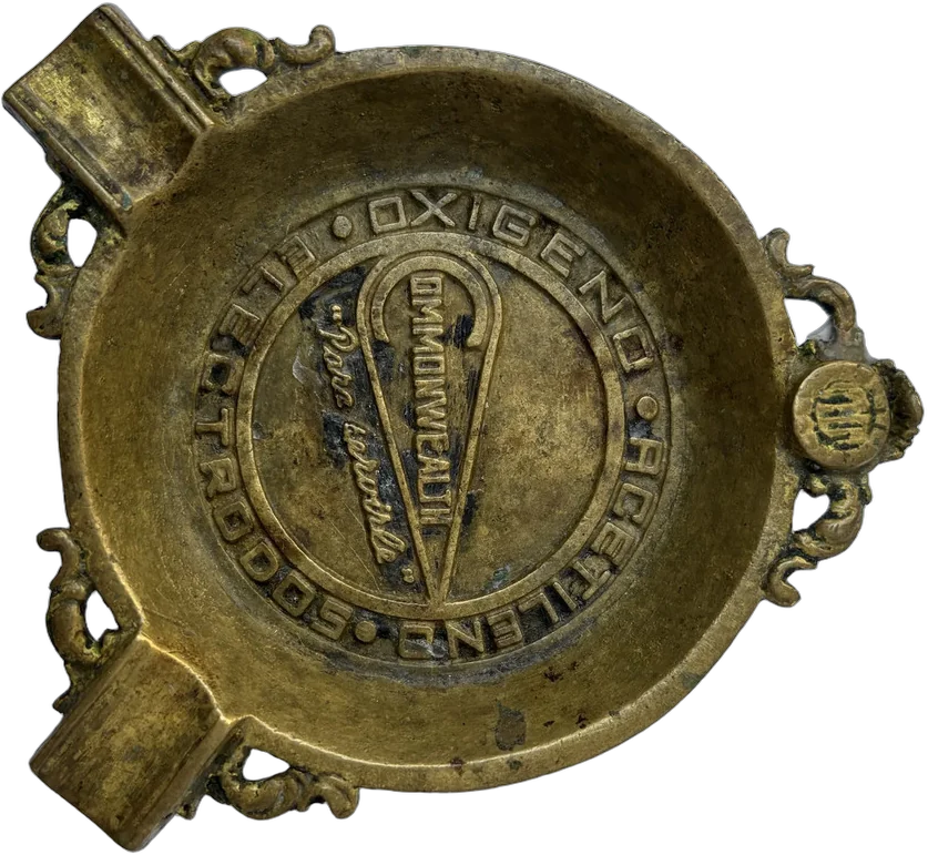 Antiguo Cenicero Commonwealth Finales S. Xix Art Nouveau Dorado Oscuro Art Nouveau