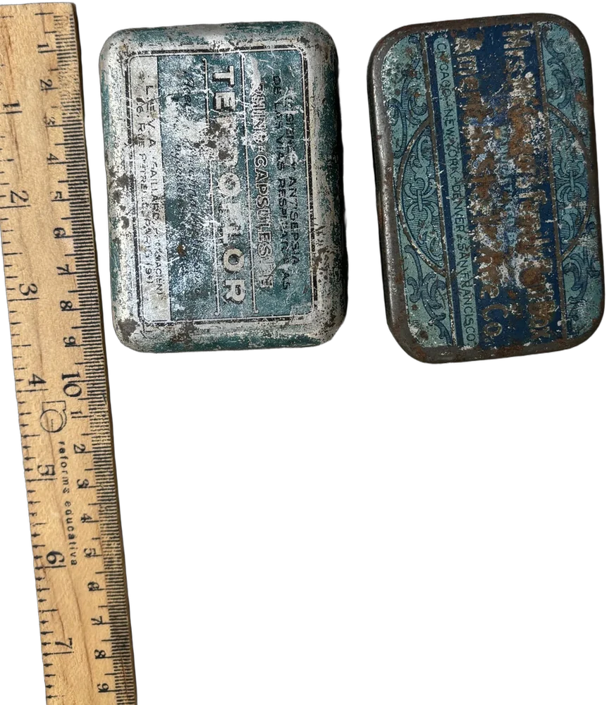 Antiguas Cajitas Metálicas Con Bisagras De Botica Usa Litografíadas