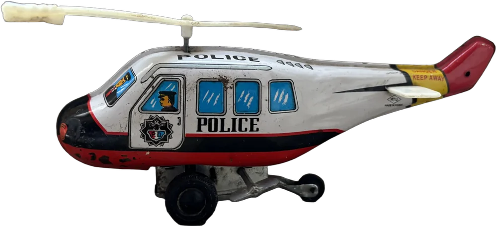 Helicóptero De Hojalata Litografiado Korea Blanco