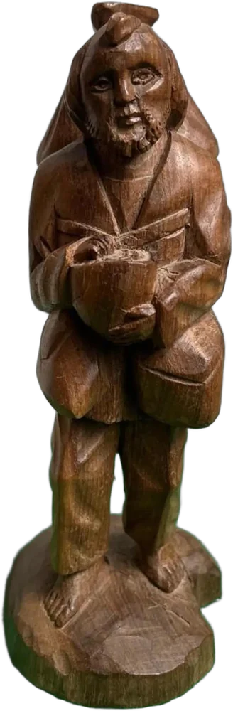 Figura Madera Hombre Descalzo Vintage Madera
