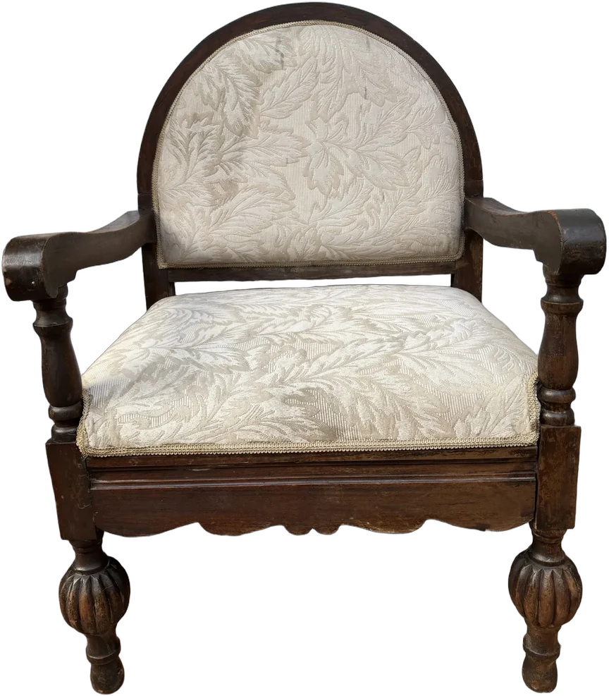 Vintage Silla De Madera Estilo Chippendale 50s Marrón Oscuro Crema