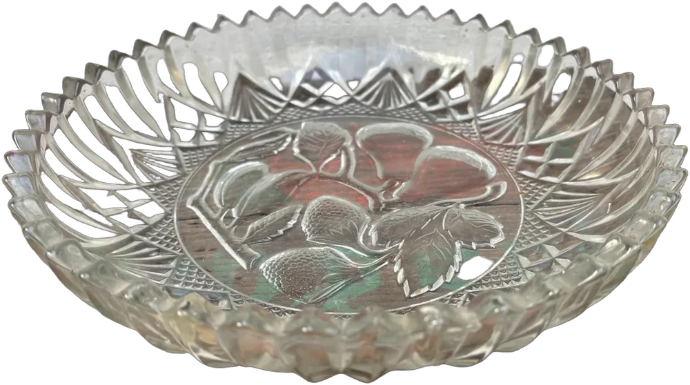 Vintage Frutero Vidrio Federal Glass Redondo Transparente