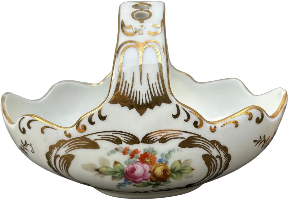 Antiguo Adorno Canasta De Porcelana Occupied Japan Blanco