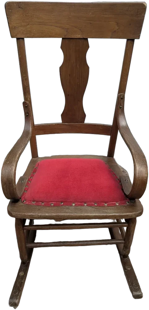 Antigua Mecedora De Madera Sir Monterrey Marrón Terciopelo — imagen 1