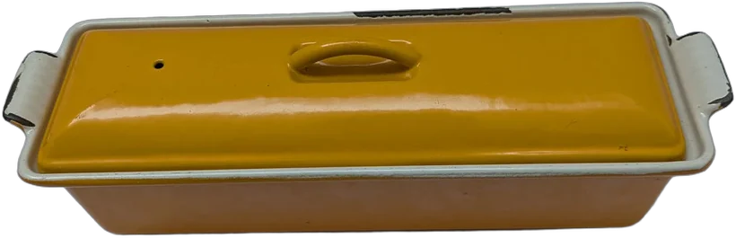Antiguo Molde Terrina Le Creuset Hierro Fundido Esmaltado Amarillo