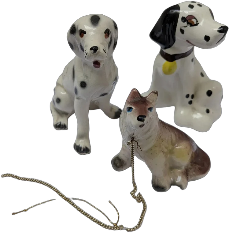 Antiguo Lote De 3 Perros Miniatura Cerámica Y Porcelana — imagen 1