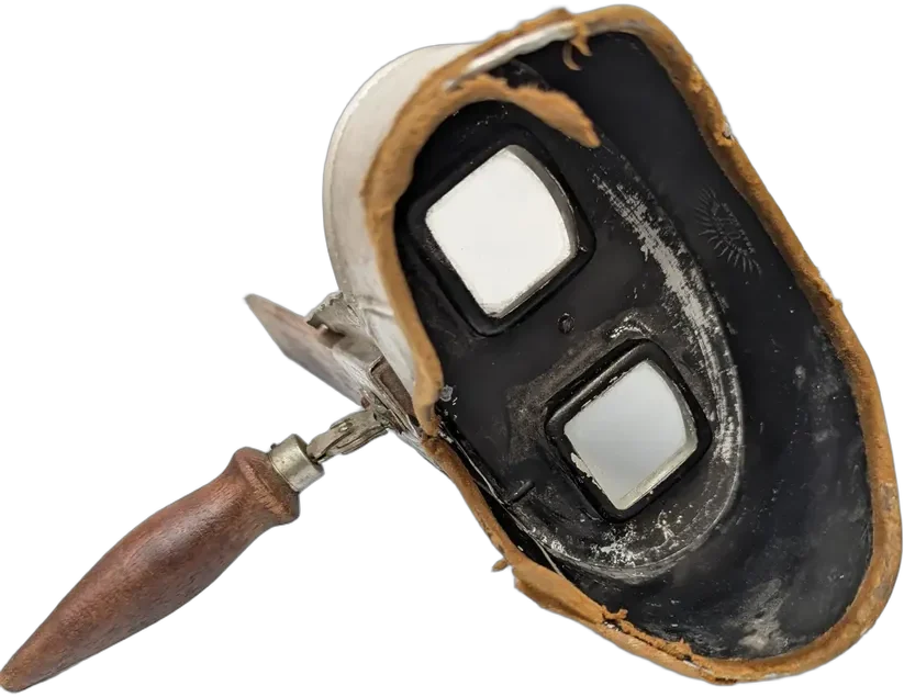 Antiguo Estereoscopio De Mano Madera Y Aluminio Circa 1900