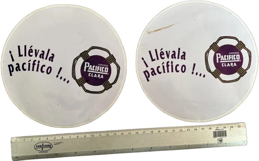 Vintage Par De Stickers Cerveza Pacífico