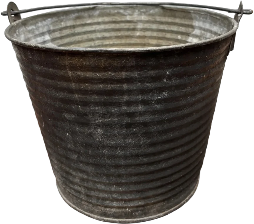 Vintage Cubeta De Lámina Galvanizada Con Ranuras 10 L Negro