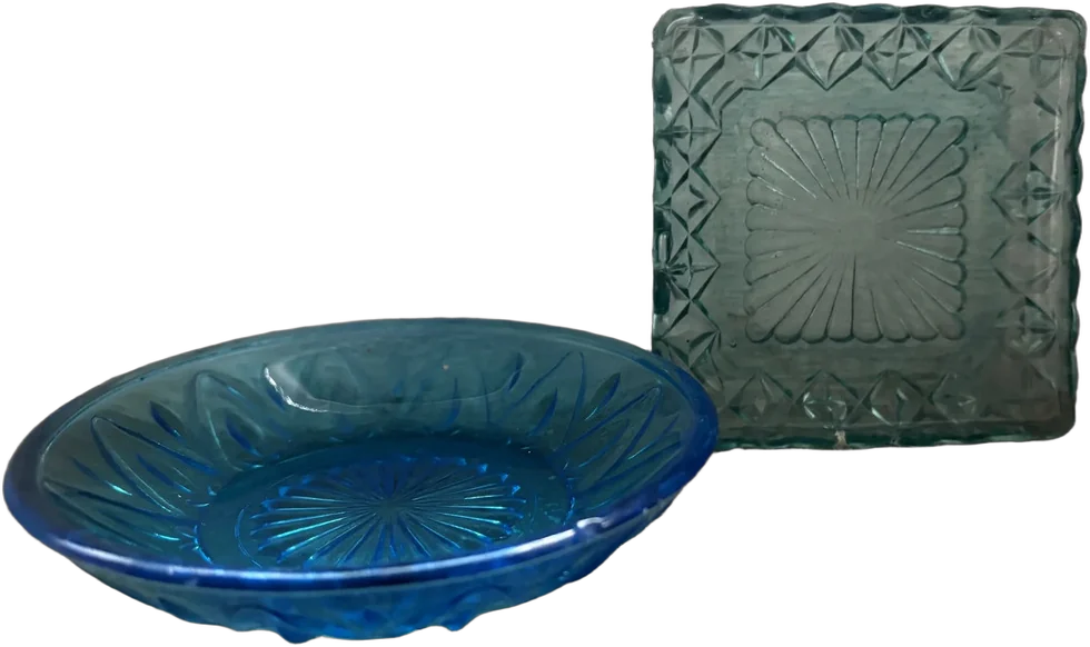Dos Platos Vintage Poblano Y Americano 50s Azul Acero Vintage 50s