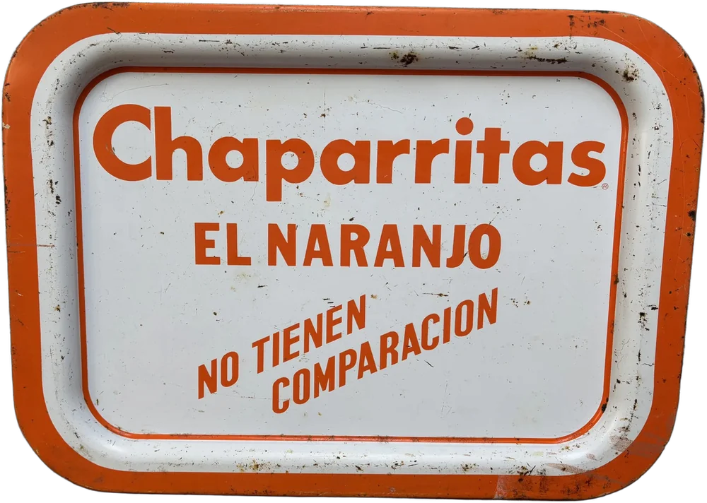 Vintage Charola De Lámina Chaparritas El Naranjo Naranja