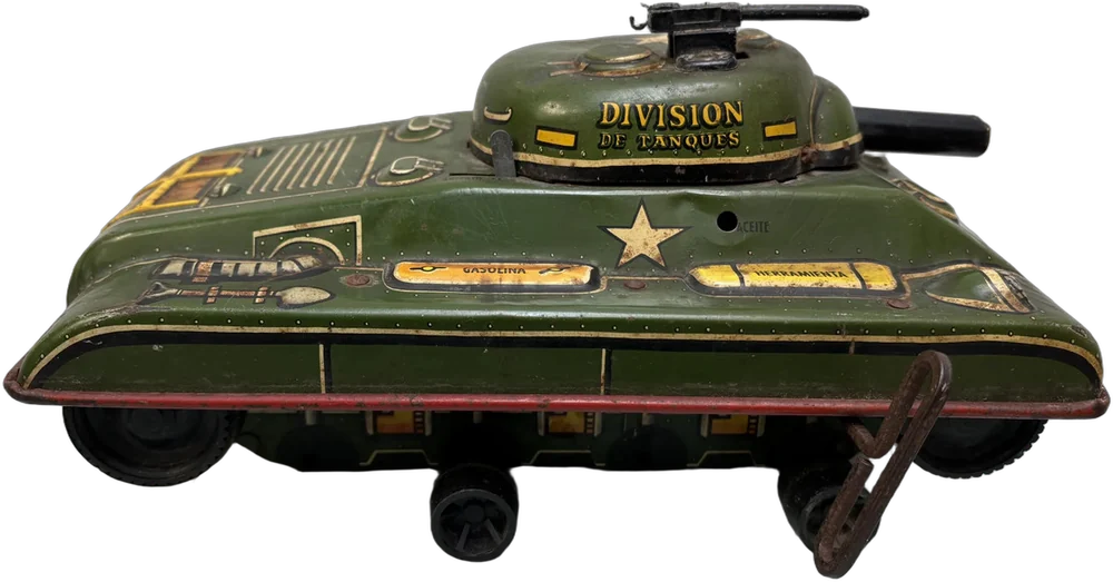 Vintage Tanque De Lámina  Cuerda Plasti Marx 605 Verde Oscuro