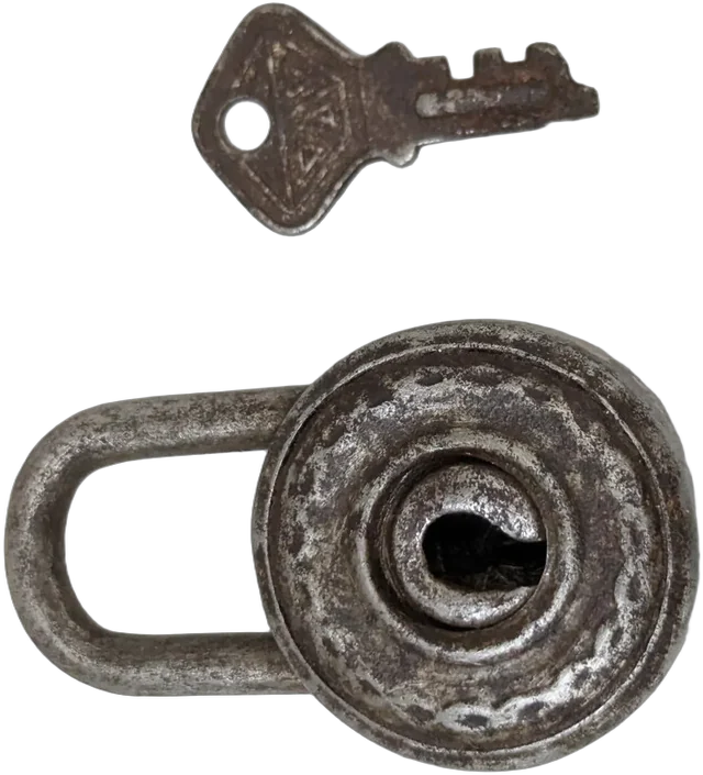 Antiguo Candado Redondo Marca Ava Llave Original Funcional Plateado
