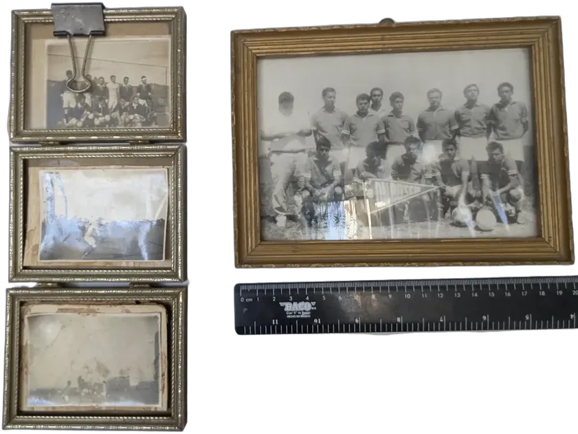 Antiguo Lote De Fotografías De Fútbol Y Marcos De Época