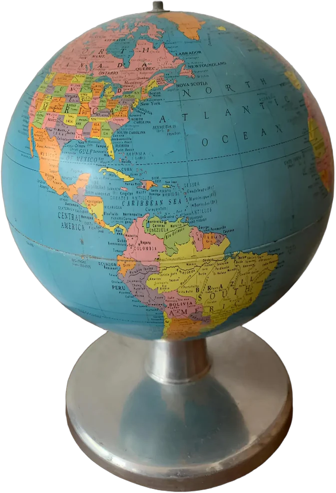 Vintage Globo Terráqueo 8 Replogle Plateado