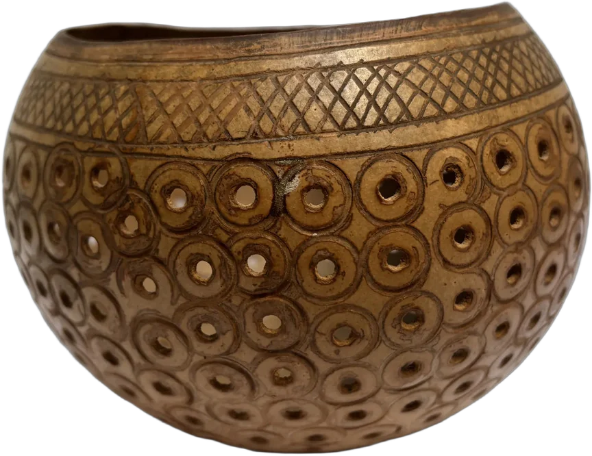Antigua Jicara Artesanal Hecha Con Cáscara De Coco Marrón Claro — imagen 1