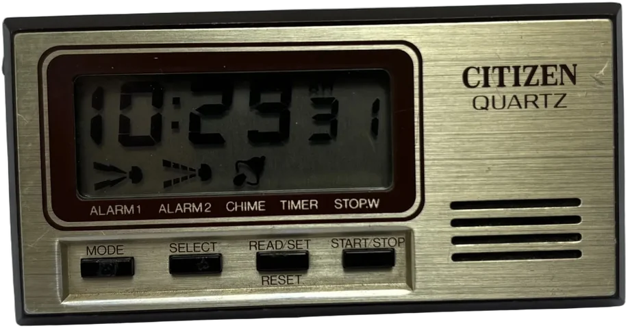 Vintage Reloj Despertador De Viaje Citizen Cuarzo Marrón