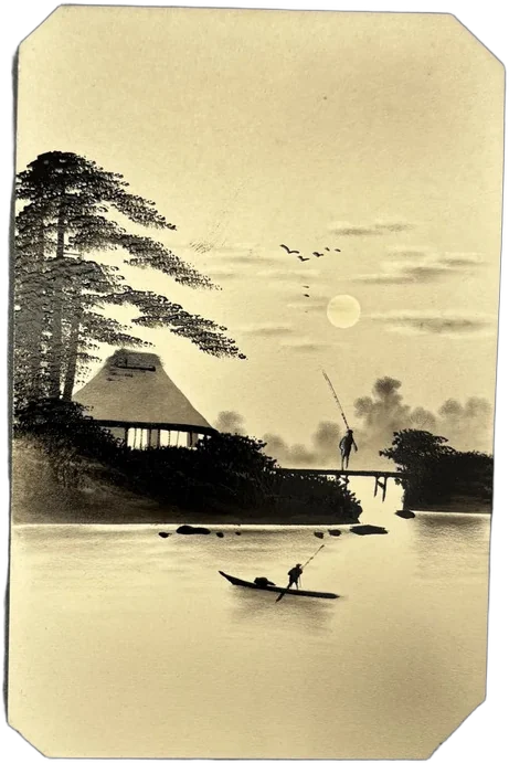 Antigua Postal Pintada A Mano Japón 1912