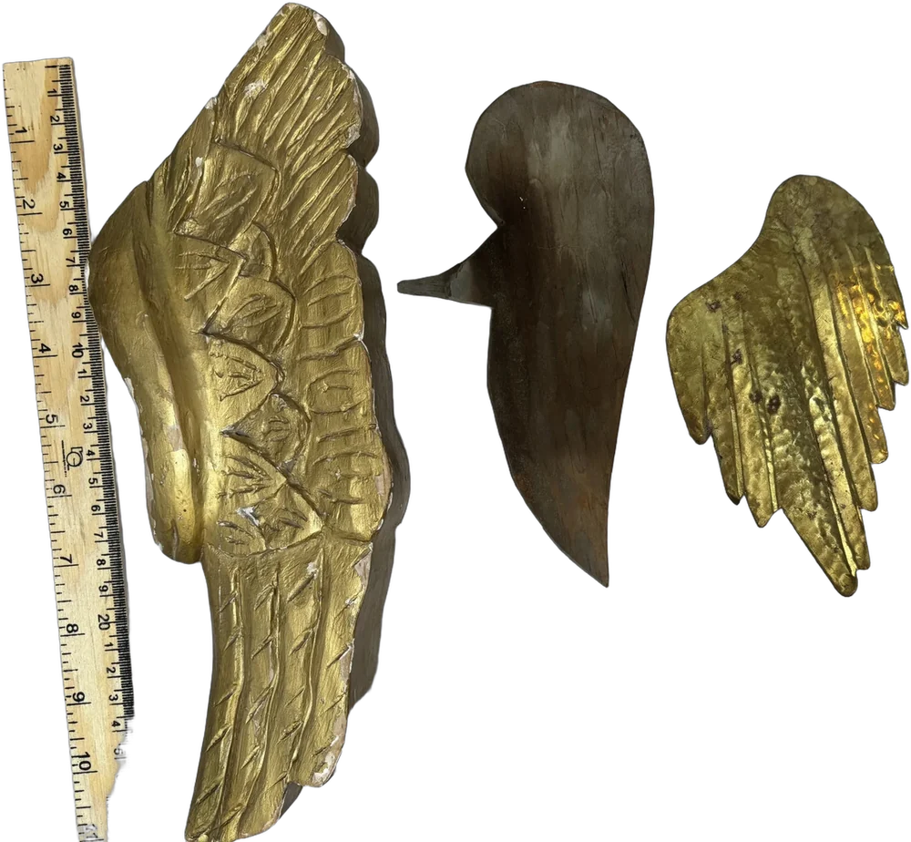 Antiguas Alas De Ángel De Madera Y Latón