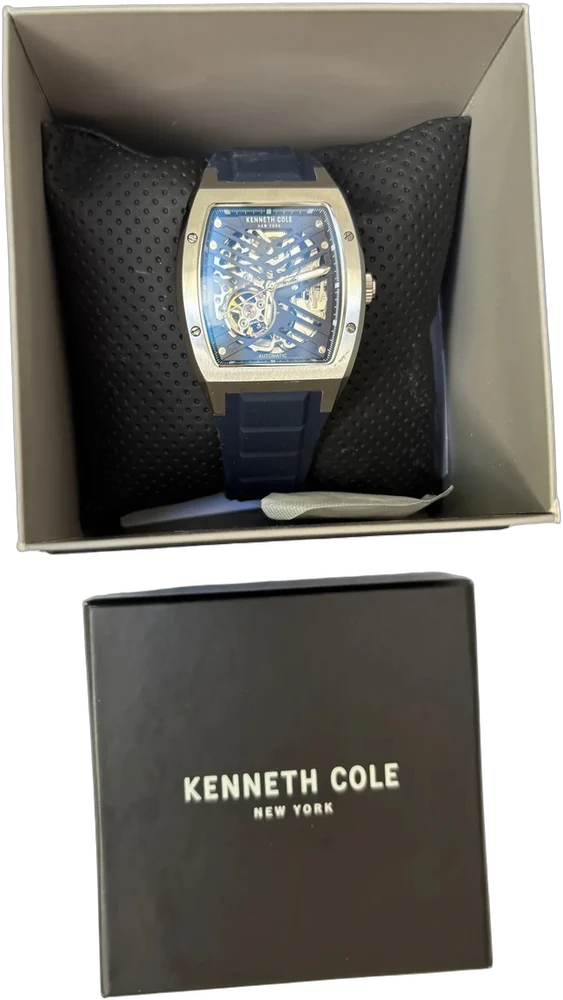 Reloj Para Hombre Kenneth Cole Automático Azul Marino Plateado