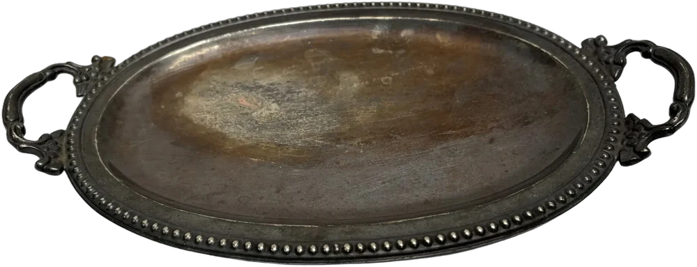 Antiguo Dulcero Plateado 30x16 Cm
