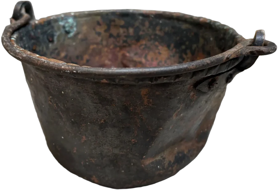 Antigua Olla De Cobre Chica Para Decoración Vintage Dorado Oscuro