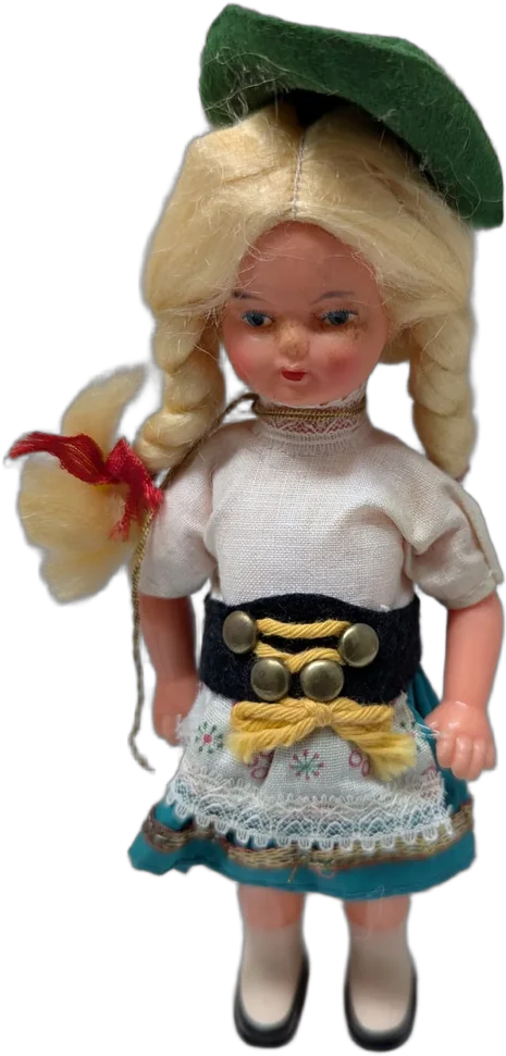 Vintage Muñeca De Souvenir Europea Atuendo Tradicional 12cm