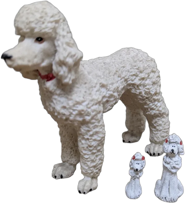Antiguo Lote De 3 Figuras Perro Poodle Miniatura Colección — imagen 1