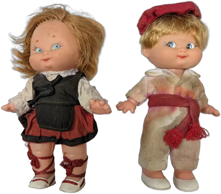 Vintage Pareja De Muñecos Regionales De Colección 15cm