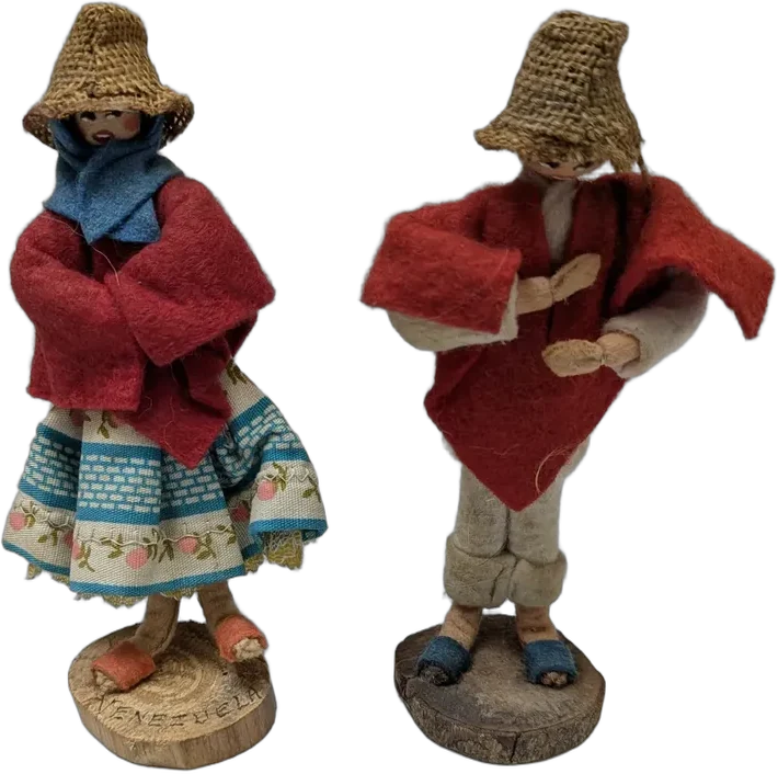 Antigua Pareja De Muñecos Artesanales Andinos De Venezuela — imagen 1