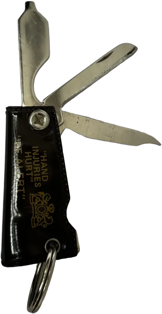 Vintage Navaja De Bolsillo Tres Hojas Promocional Marrón Oscuro