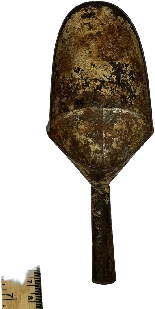 Antiguo Cucharon De Lámina Pequeño Para Tienda Marrón