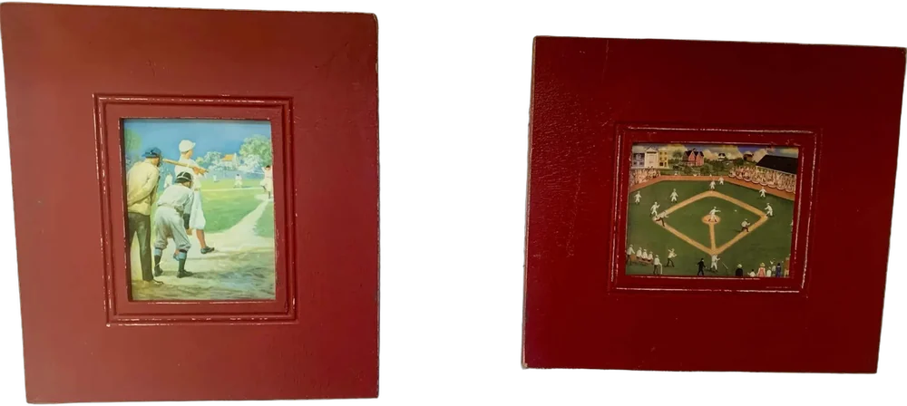 Vintage Litografías Béisbol Nostálgico El Juego De America Rojo Beisbol
