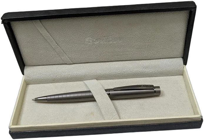 Vintage Bolígrafo Scrikss Gris Grey Laqueado Plateado Negro