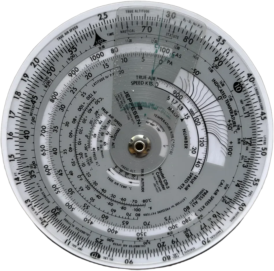 Vintage Regla Circular Para Vuelos Jeppesen 1985 Negro