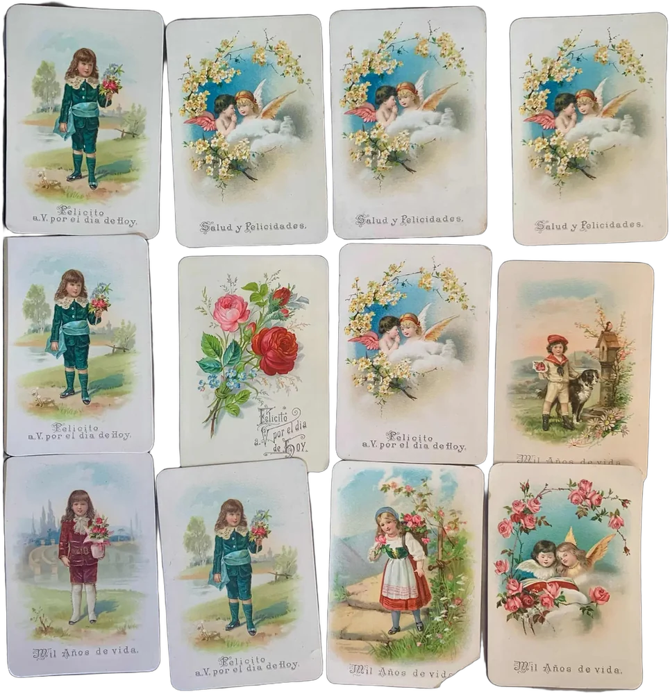 Lote De Tarjetas De Felicitación Antiguas 1880-90