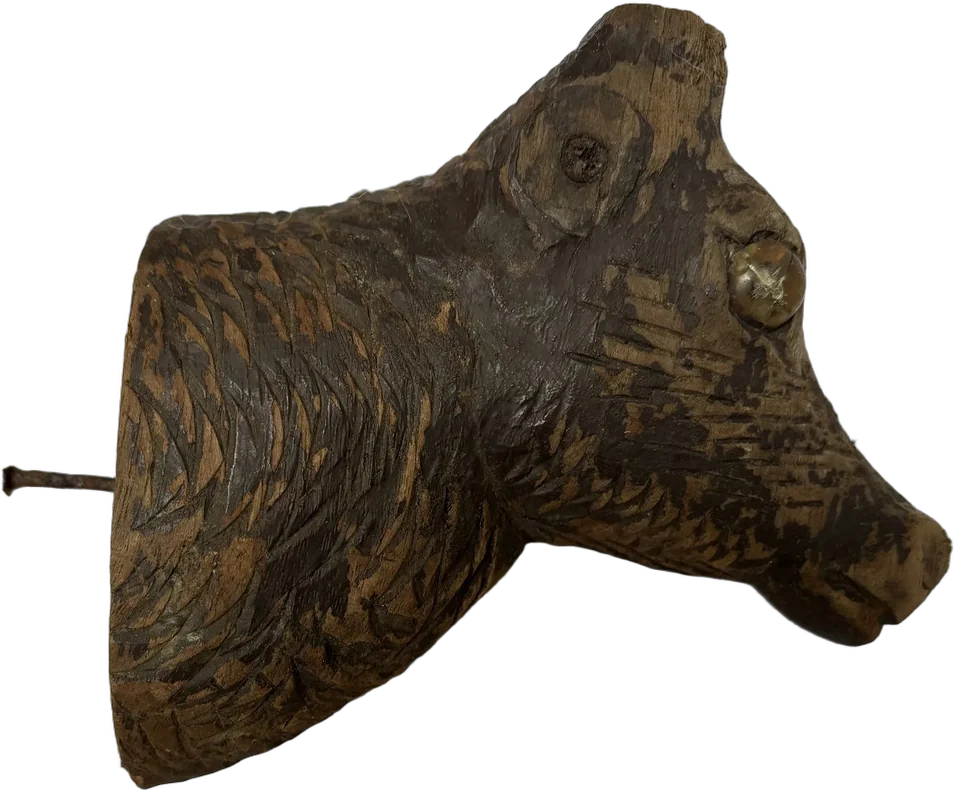 Antigua Figura De Madera Pieza Buey De Nacimiento