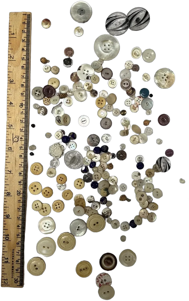 Lote De Botones Antiguos Hueso, Vidrio, Concha Nácar Blanco