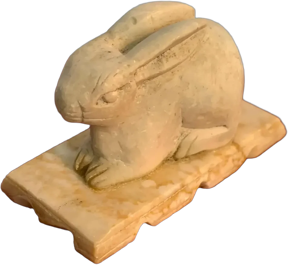 Antiguo Figurita Conejo Alabastro Decoración Vintage