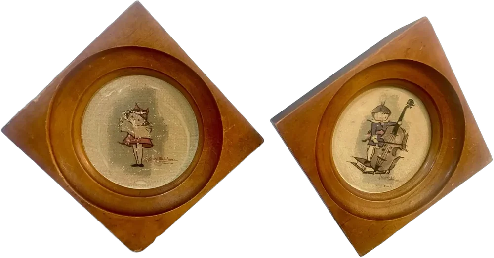 Vintage Cuadros Litografías Niño Y Niña Se Lowell