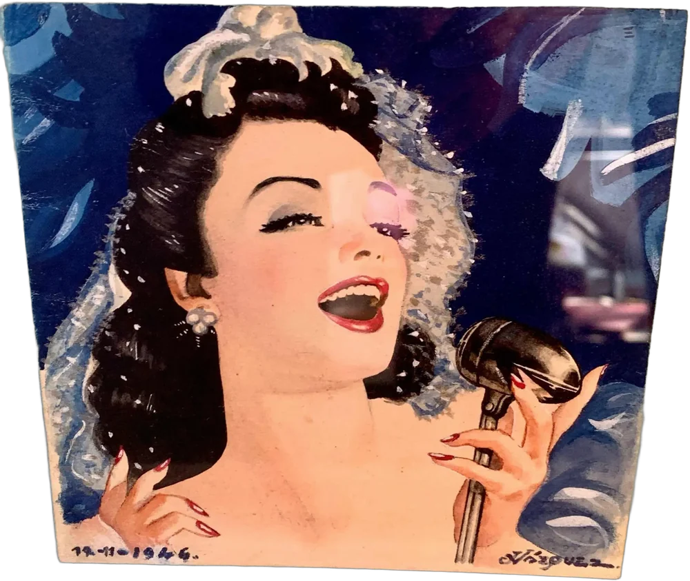 Cuadro Mujer Retrato En Acuarela De Mujer En La Etilo Pin- Multicolor Crema