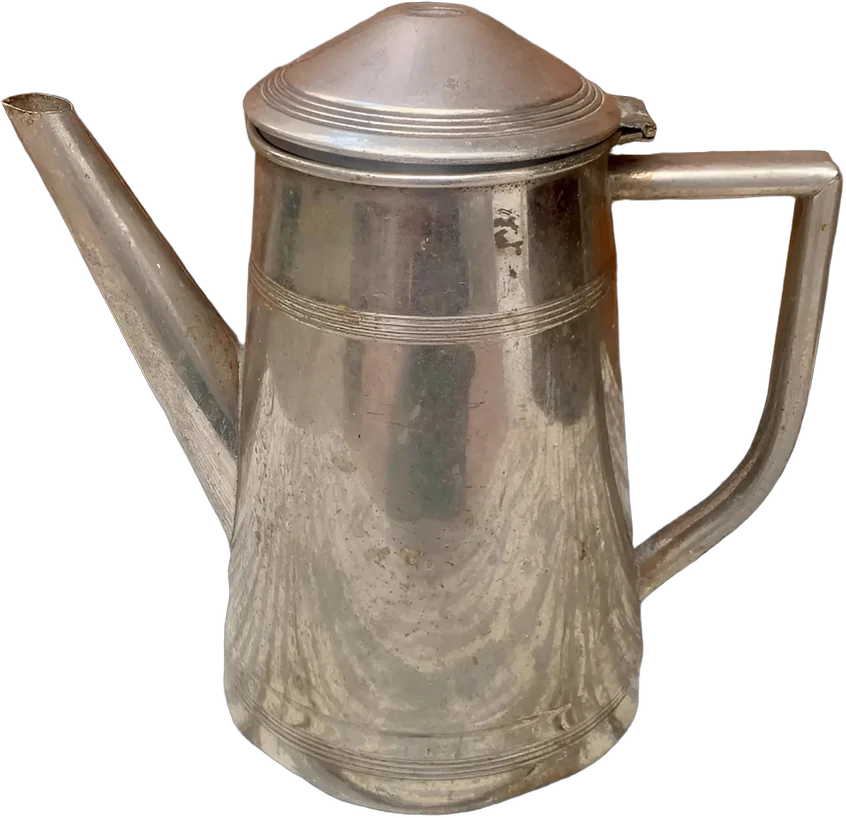 Antigua Cafetera Zinc Decorativa Plateado