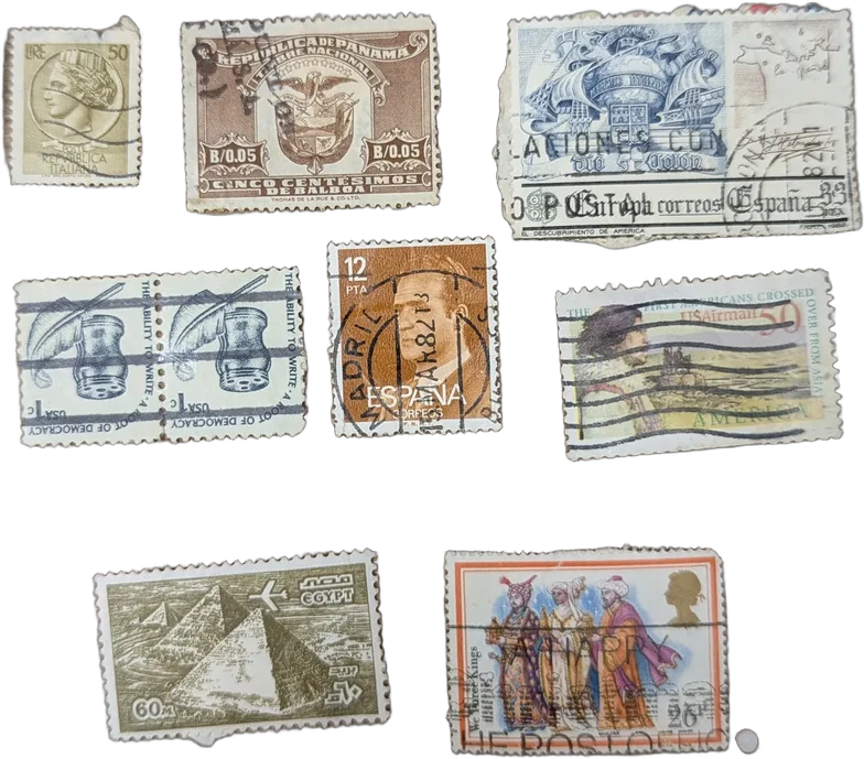 Antiguo Lote Timbres Postales Extranjero Colección Filatelia