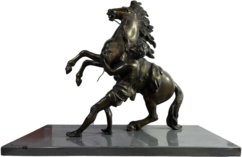 Figura De Bronce Chevaux De Marly Jinete Y Caballo Bronce