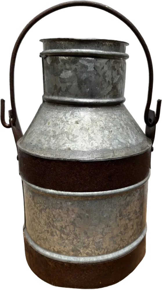 Antiguo Bote De Leche Metal Galvanizado 3 L Liso