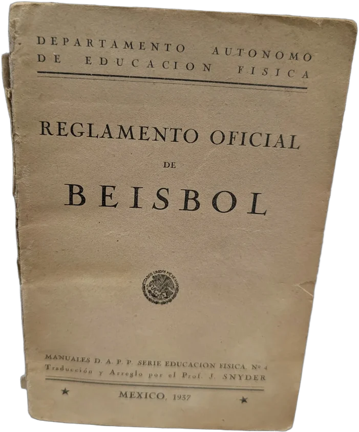 Antiguo Reglamento Oficial De Beisbol Mexico 1937 Dapp