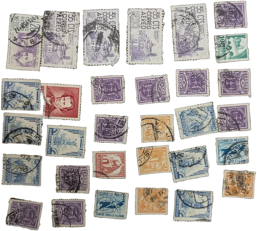 Antiguo Lote Timbres Postales Mexicanos Décadas 1930 A 1950