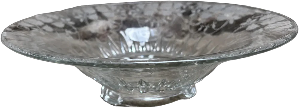 Vintage Centro De Mesa Viking Vidrio Decorado Blanco