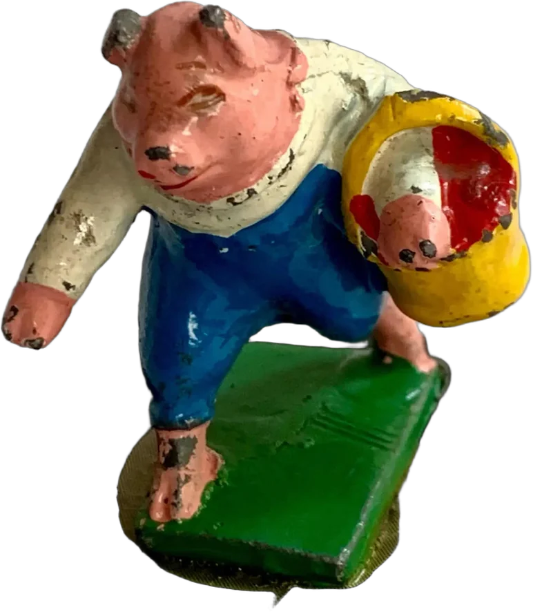 Personaje Los Tres Cochinitos Antiguo Metal Antiguo — imagen 1